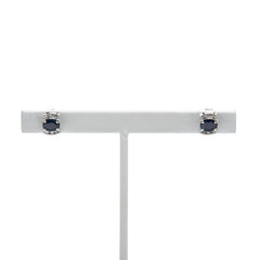Pt850 プラチナ サファイア0.60ct ダイヤ0.08ct スタッドピアス レディース 【中古】