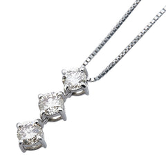 Pt900 プラチナ Pt850 プラチナ ダイヤ1.00ct プチ 3連 ネックレス レディース 【中古】