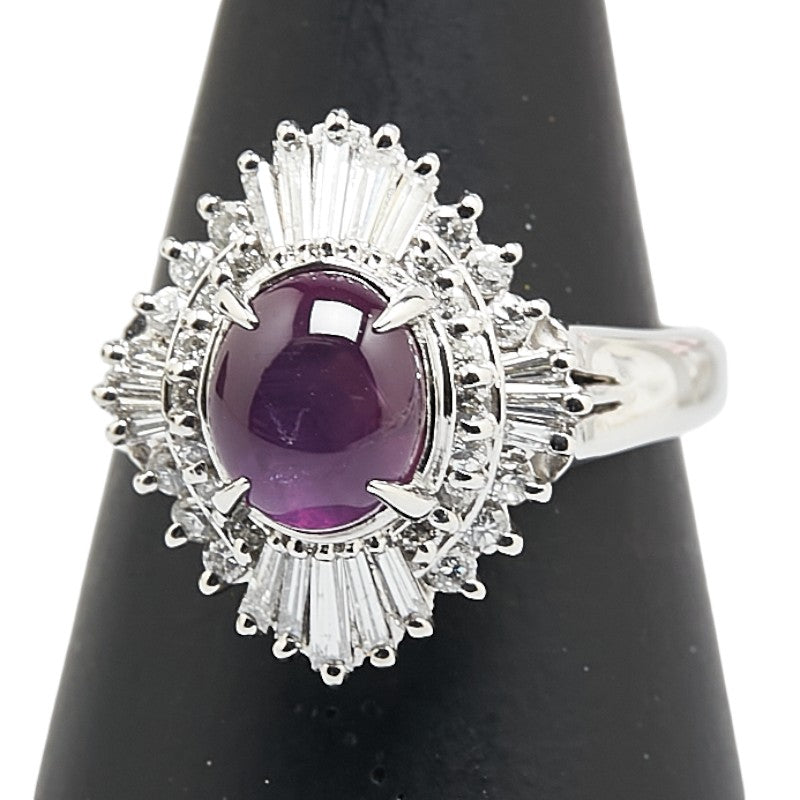Pt900 プラチナ スターサファイア2.258ct ダイヤ0.63ct リング 指輪 レディース 11号 【中古】