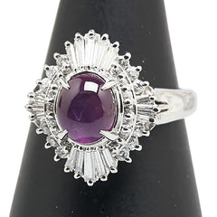 Pt900 プラチナ スターサファイア2.258ct ダイヤ0.63ct リング 指輪 レディース 11号 【中古】