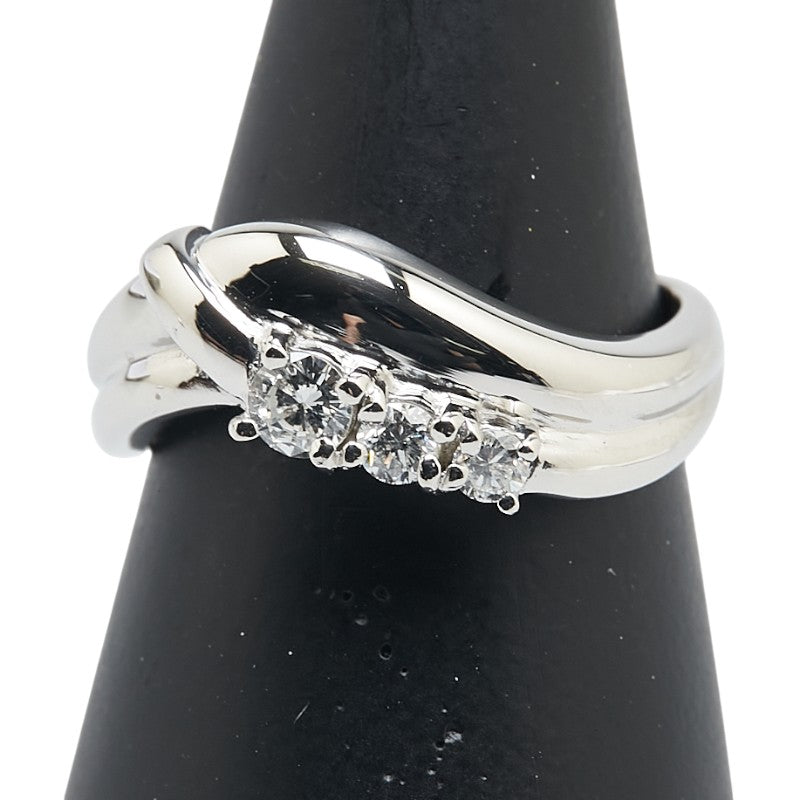 Pt900 プラチナ ダイヤ0.30ct スリーストーン リング 指輪 レディース 14.5号 【中古】