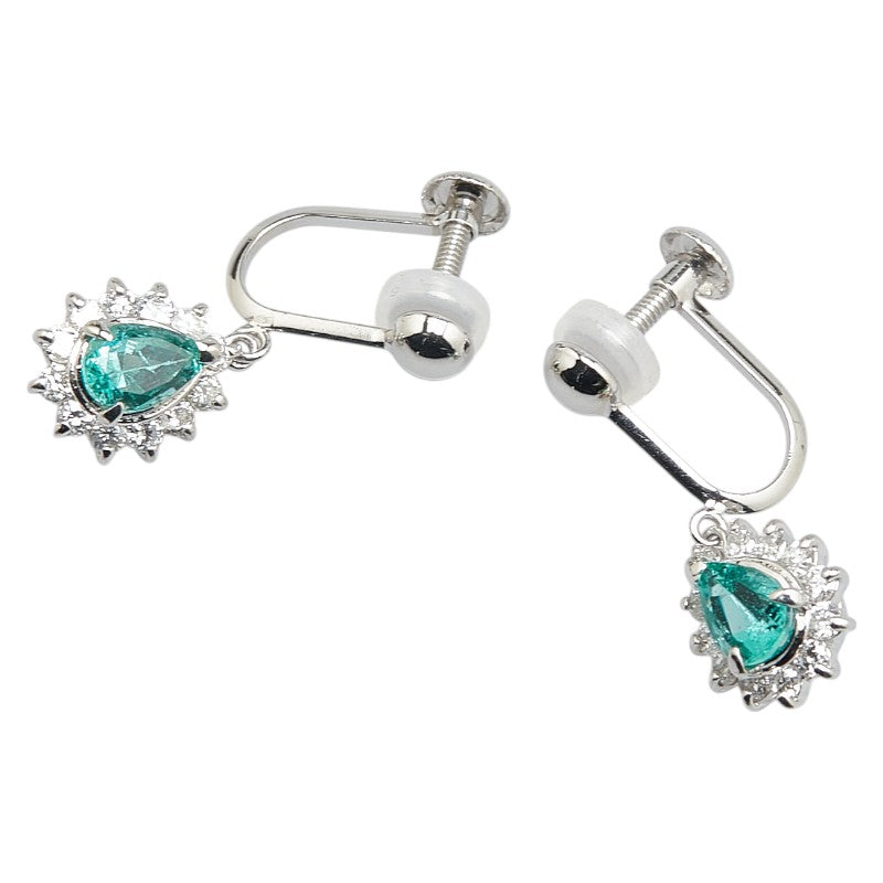 Pt850 プラチナ エメラルド0.78ct ダイヤ0.46ct イヤリング レディース 【中古】