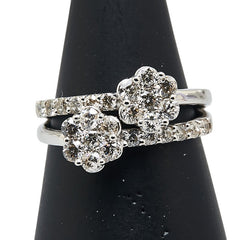 Pt900 プラチナ ダイヤ1.00ct 花 フラワー モチーフ リング 指輪 レディース 12号 【中古】