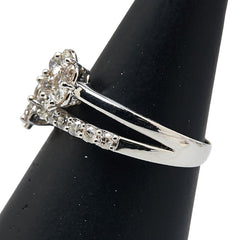 Pt900 プラチナ ダイヤ1.00ct 花 フラワー モチーフ リング 指輪 レディース 12号 【中古】