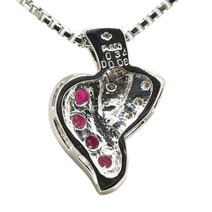 Pt850 プラチナ ルビー0.34ct ダイヤ0.08ct ペンダントネックレス レディース 【中古】