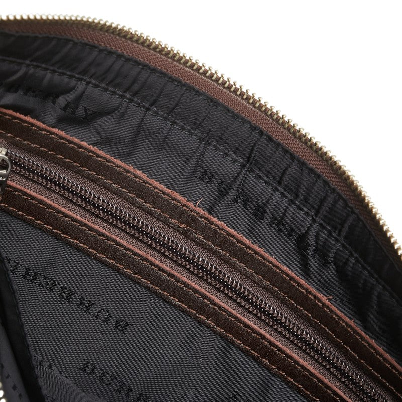 バーバリー ノバチェック ショルダーバッグ ベージュ ブラウン キャンバス レザー レディース BURBERRY 【中古】