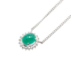 Pt900 プラチナ Pt850 プラチナ エメラルド1.60ct ダイヤ0.16ct ペンダントネックレス レディース 【中古】