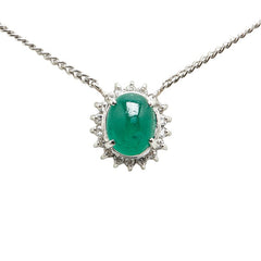Pt900 プラチナ Pt850 プラチナ エメラルド1.60ct ダイヤ0.16ct ペンダントネックレス レディース 【中古】