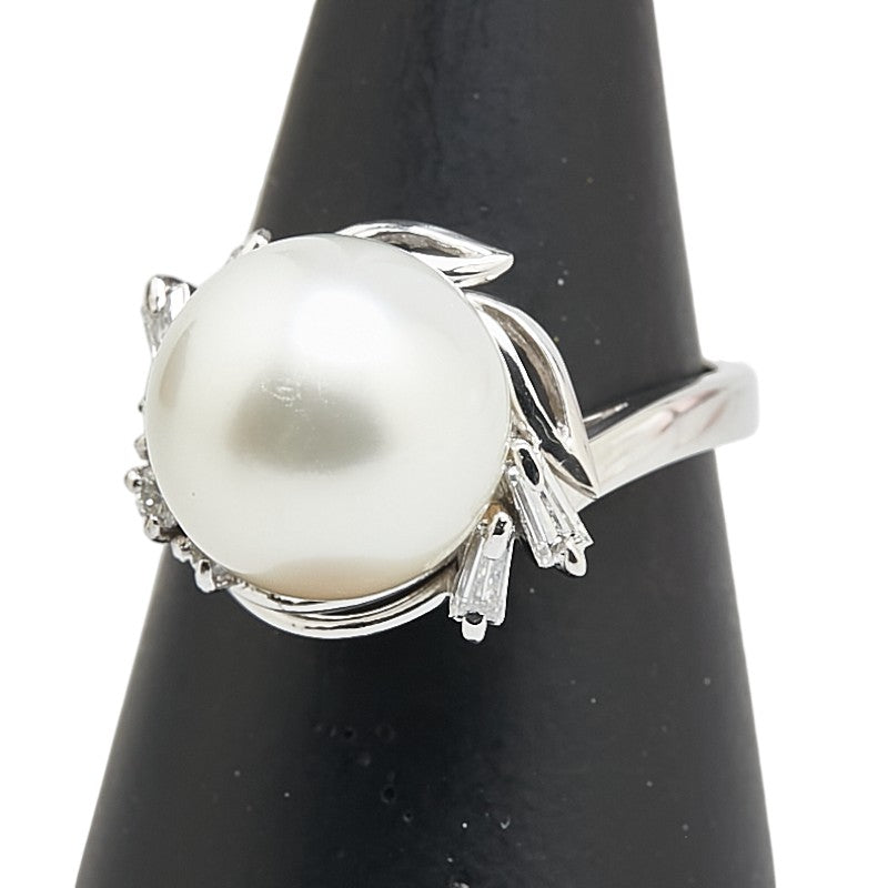 タサキ Pt900 プラチナ 白蝶真珠10.7mm ダイヤ0.23ct リング 指輪 レディース TASAKI 11号 【中古】