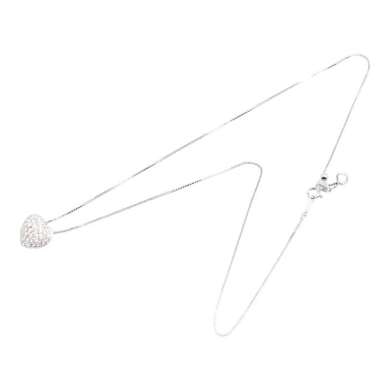 K18WG ホワイトゴールド ダイヤ0.62ct ハート モチーフ ネックレス レディース 【中古】