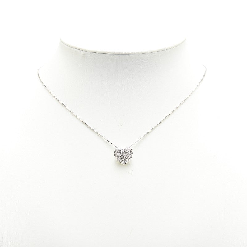 K18WG ホワイトゴールド ダイヤ0.62ct ハート モチーフ ネックレス レディース 【中古】