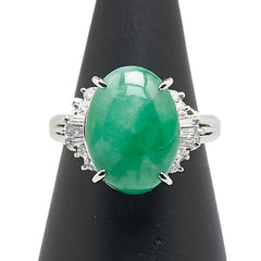 Pt900 プラチナ ヒスイ5.81ct ダイヤ0.27ct リング 指輪 レディース 11.5号 【中古】