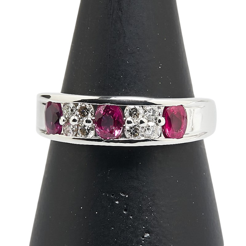 Pt900 プラチナ ルビー0.70ct ダイヤ0.27ct リング 指輪 レディース 11.5号 【中古】