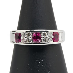 Pt900 プラチナ ルビー0.70ct ダイヤ0.27ct リング 指輪 レディース 11.5号 【中古】
