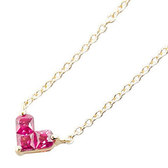 スタージュエリー K18YG イエローゴールド ルビー0.13ct ハート モチーフ ペンダントネックレス レディース STAR JEWELRY 【中古】
