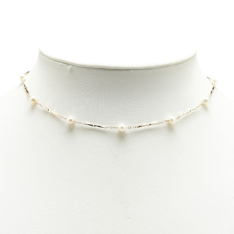 K18YG イエローゴールド アコヤパール4.5～4.6mm ステーション ネックレス レディース 【中古】