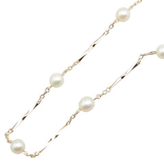 K18YG イエローゴールド アコヤパール4.5～4.6mm ステーション ネックレス レディース 【中古】