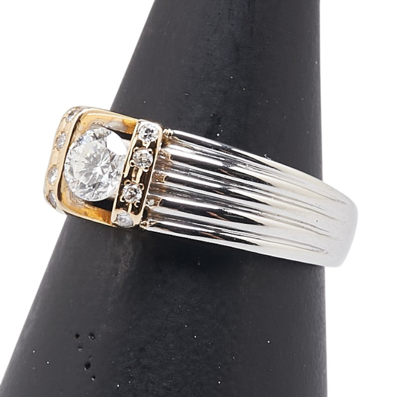 Pt900 プラチナ K18WG ホワイトゴールド コンビ ダイヤ0.37ct リング 指輪 レディース 11号 【中古】