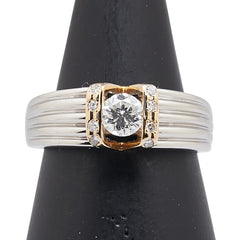 Pt900 プラチナ K18WG ホワイトゴールド コンビ ダイヤ0.37ct リング 指輪 レディース 11号 【中古】