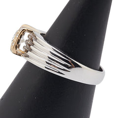 Pt900 プラチナ K18WG ホワイトゴールド コンビ ダイヤ0.37ct リング 指輪 レディース 11号 【中古】