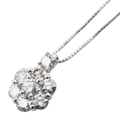 Pt900 プラチナ Pt850 プラチナ ダイヤ3.00ct フラワー 花 モチーフ ペンダントネックレス レディース 【中古】