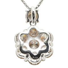 Pt900 プラチナ Pt850 プラチナ ダイヤ3.00ct フラワー 花 モチーフ ペンダントネックレス レディース 【中古】