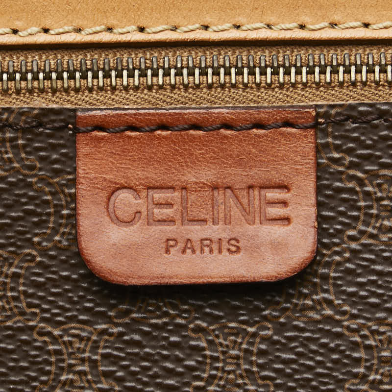 セリーヌ マカダム ボストンバッグ ブラウン PVC レザー レディース CELINE 【中古】