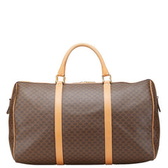 セリーヌ マカダム ボストンバッグ ブラウン PVC レザー レディース CELINE 【中古】