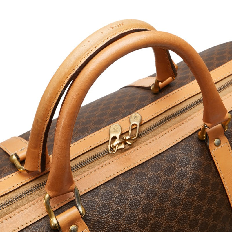 セリーヌ マカダム ボストンバッグ ブラウン PVC レザー レディース CELINE 【中古】