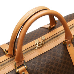 セリーヌ マカダム ボストンバッグ ブラウン PVC レザー レディース CELINE 【中古】