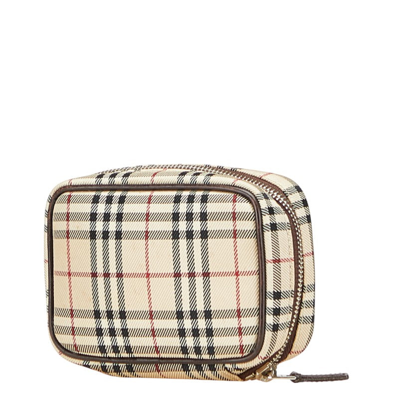 バーバリー ノバチェック ポーチ ベージュ キャンバス レザー レディース BURBERRY 【中古】