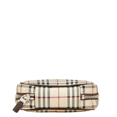 バーバリー ノバチェック ポーチ ベージュ キャンバス レザー レディース BURBERRY 【中古】