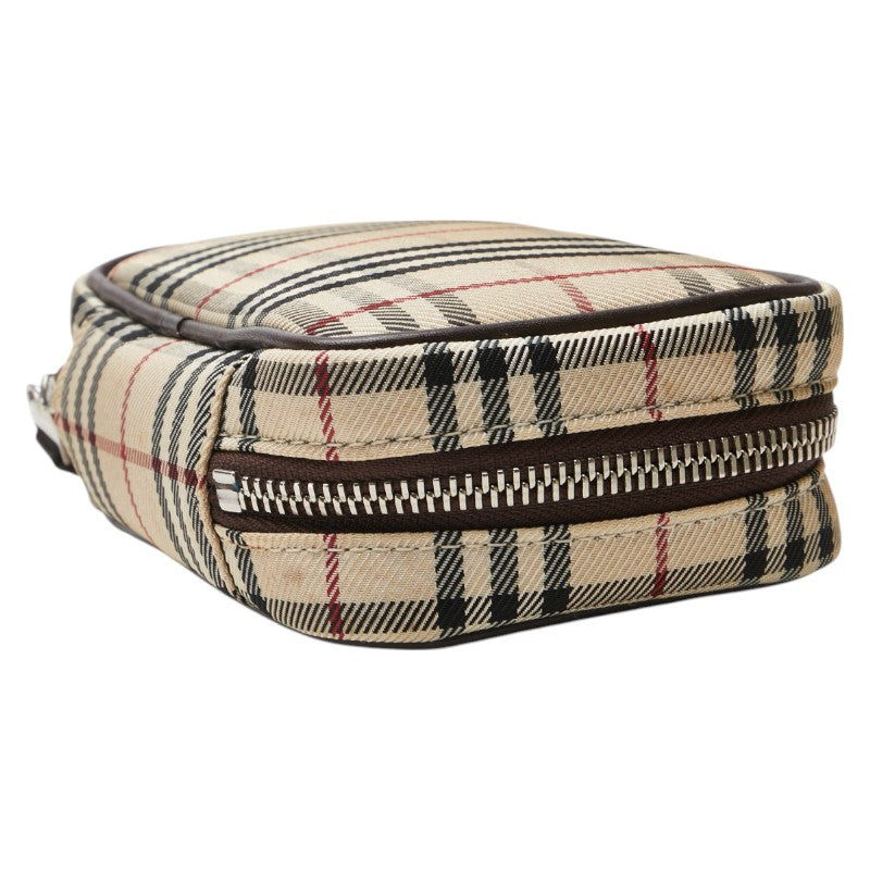 バーバリー ノバチェック ポーチ ベージュ キャンバス レザー レディース BURBERRY 【中古】