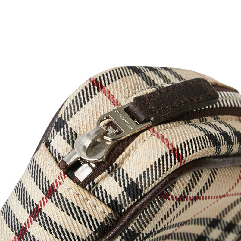 バーバリー ノバチェック ポーチ ベージュ キャンバス レザー レディース BURBERRY 【中古】