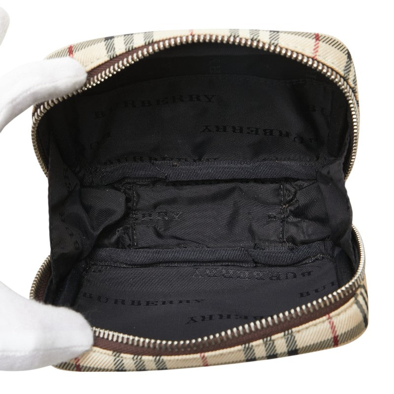 バーバリー ノバチェック ポーチ ベージュ キャンバス レザー レディース BURBERRY 【中古】