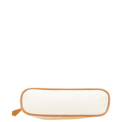 エルメス ボリードポーチPM ポーチ ホワイト アイボリー ブラウン コットン レザー レディース HERMES 【中古】