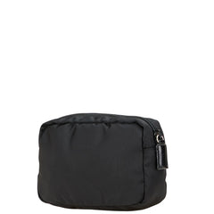 プラダ 三角ロゴプレート ポーチ ブラック ナイロン レディース PRADA 【中古】