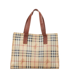 バーバリー ノバチェック シャドーホース トートバッグ ベージュ ブラウン PVC レザー レディース BURBERRY 【中古】
