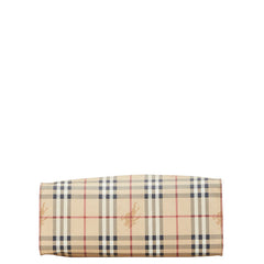 バーバリー ノバチェック シャドーホース トートバッグ ベージュ ブラウン PVC レザー レディース BURBERRY 【中古】