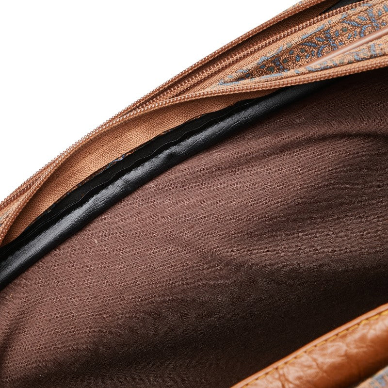 バーバリー ロゴ ハンドバッグ ショルダーバッグ ブラウン ブルー キャンバス レザー レディース BURBERRY 【中古】