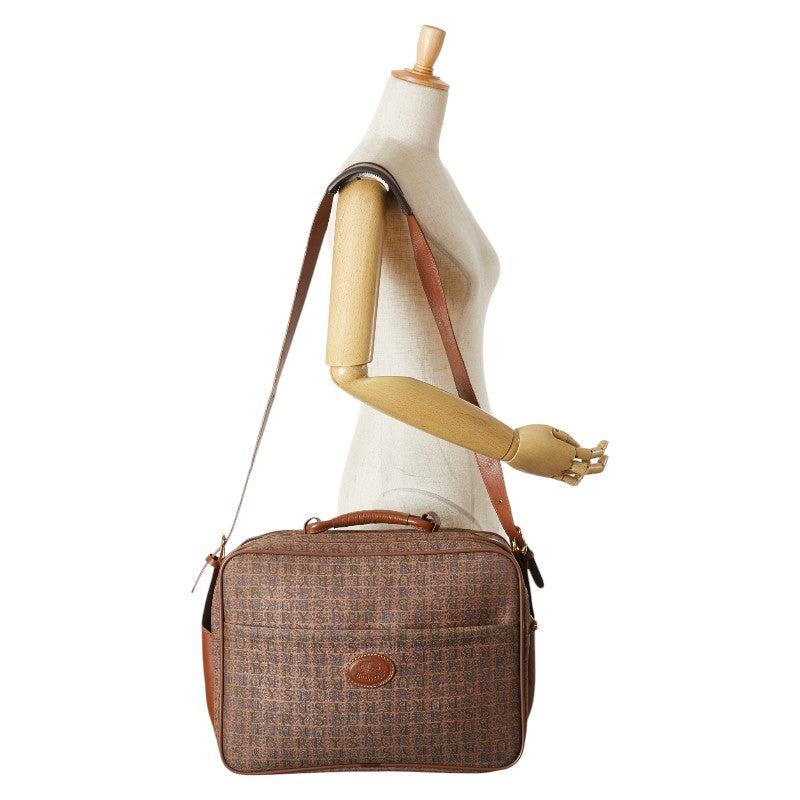 バーバリー ロゴ ハンドバッグ ショルダーバッグ ブラウン ブルー キャンバス レザー レディース BURBERRY 【中古】