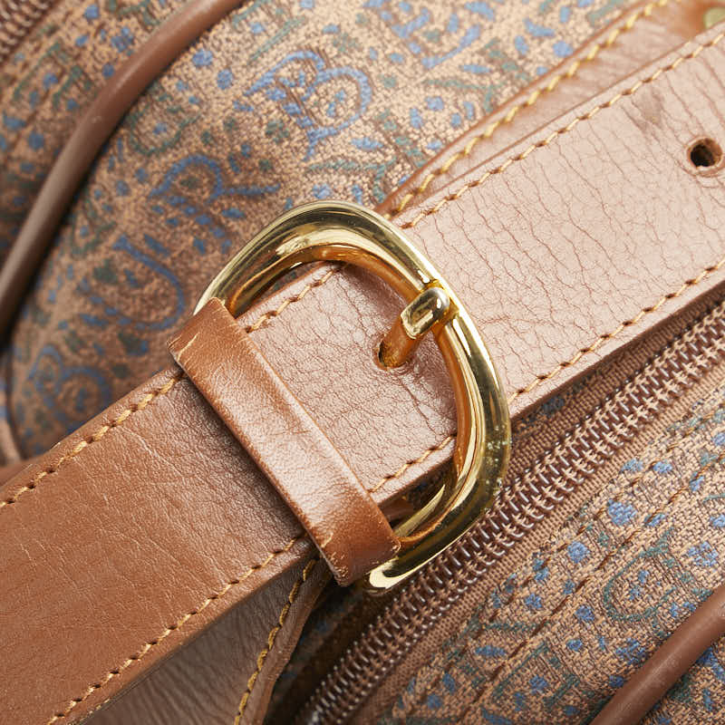 バーバリー ロゴ ハンドバッグ ショルダーバッグ ブラウン ブルー キャンバス レザー レディース BURBERRY 【中古】