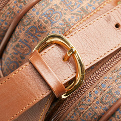 バーバリー ロゴ ハンドバッグ ショルダーバッグ ブラウン ブルー キャンバス レザー レディース BURBERRY 【中古】