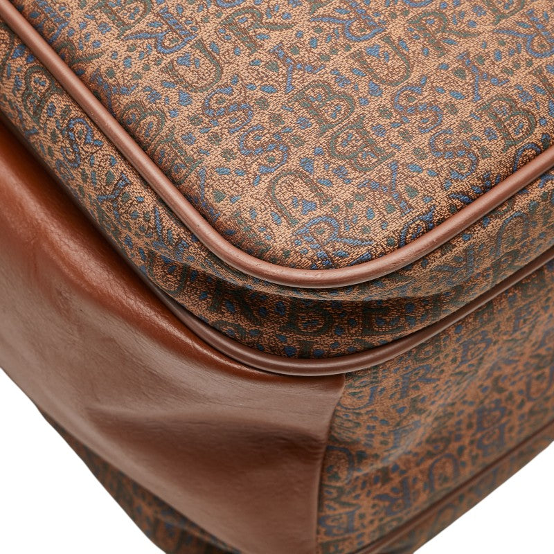 バーバリー ロゴ ハンドバッグ ショルダーバッグ ブラウン ブルー キャンバス レザー レディース BURBERRY 【中古】