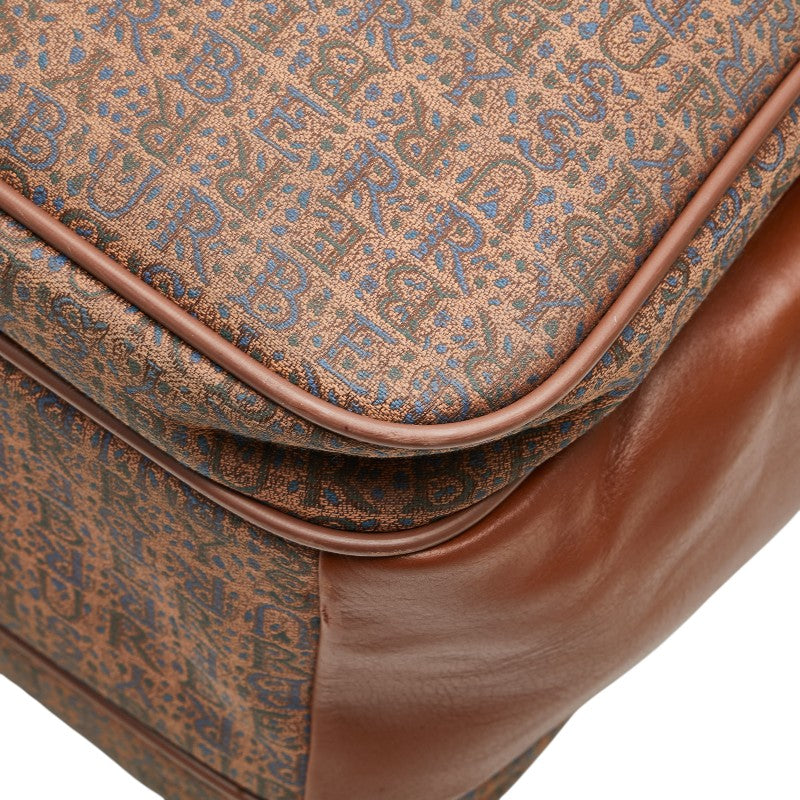 バーバリー ロゴ ハンドバッグ ショルダーバッグ ブラウン ブルー キャンバス レザー レディース BURBERRY 【中古】