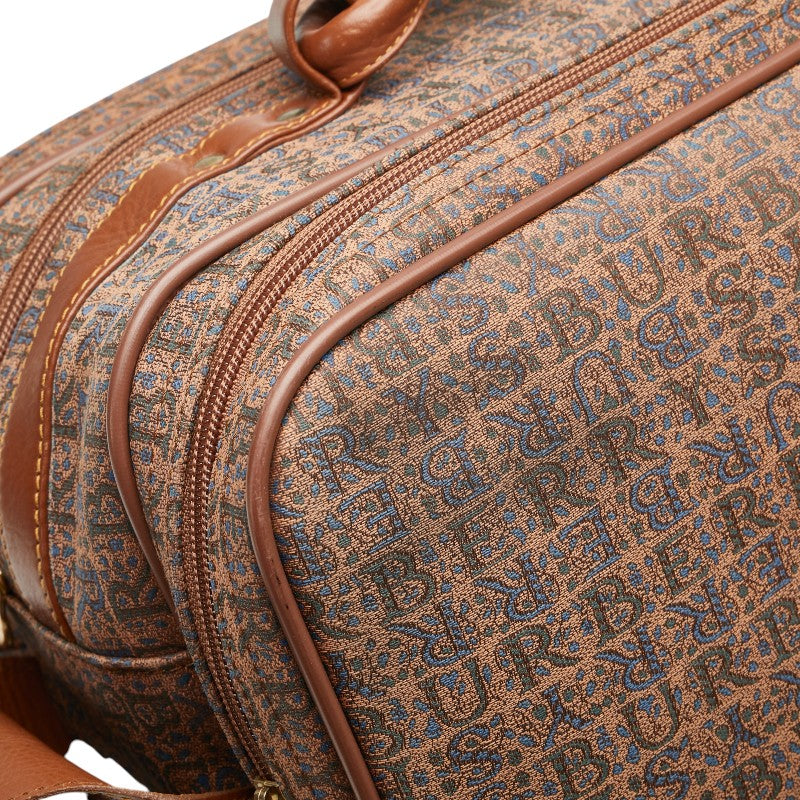 バーバリー ロゴ ハンドバッグ ショルダーバッグ ブラウン ブルー キャンバス レザー レディース BURBERRY 【中古】