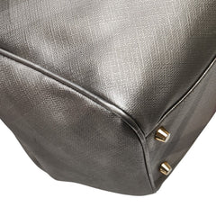 バーバリー チェック トートバッグ ショルダーバッグ グレー PVC レザー レディース BURBERRY 【中古】