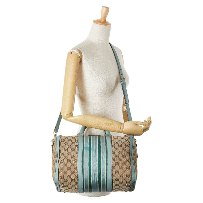 グッチ GGキャンバス ハンドバッグ ショルダーバッグ 2WAY 247205 ベージュ ブルー キャンバス レザー レディース GUCCI 【中古】
