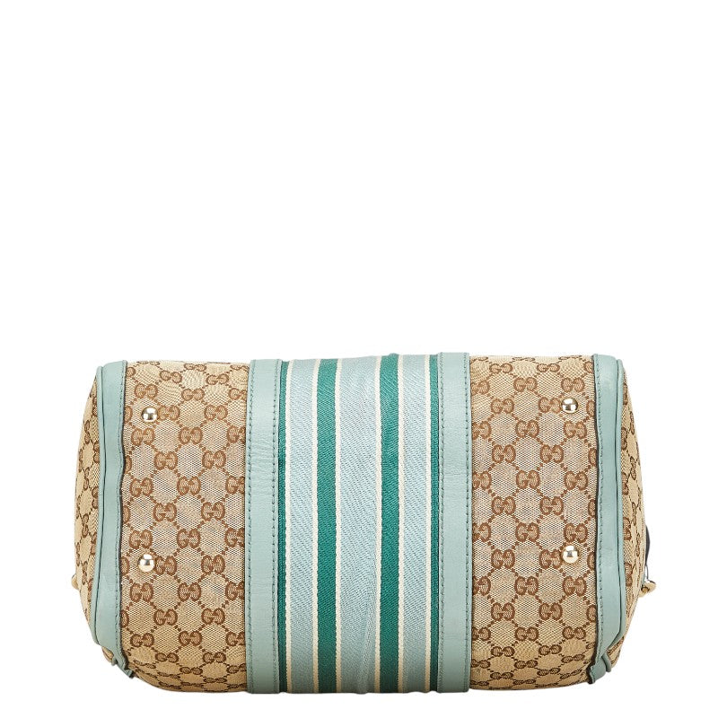 グッチ GGキャンバス ハンドバッグ ショルダーバッグ 2WAY 247205 ベージュ ブルー キャンバス レザー レディース GUCCI 【中古】