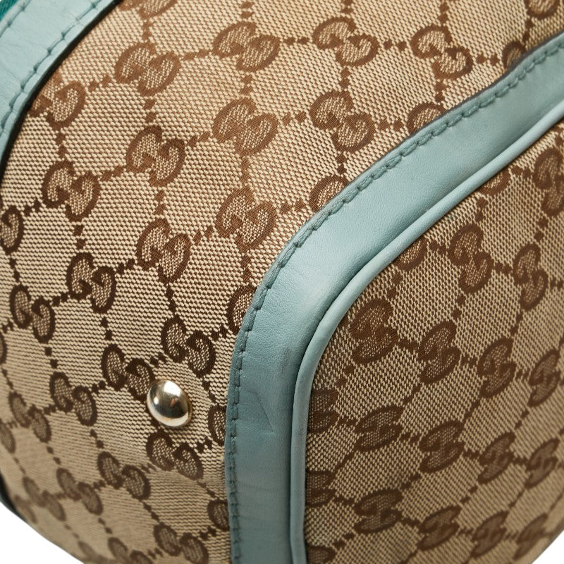 グッチ GGキャンバス ハンドバッグ ショルダーバッグ 2WAY 247205 ベージュ ブルー キャンバス レザー レディース GUCCI 【中古】